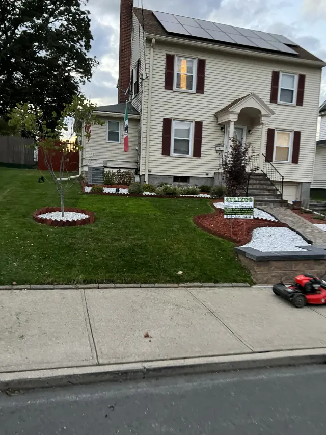 Landscaping cleanup and curb appeal work at a home in Middletown, New York